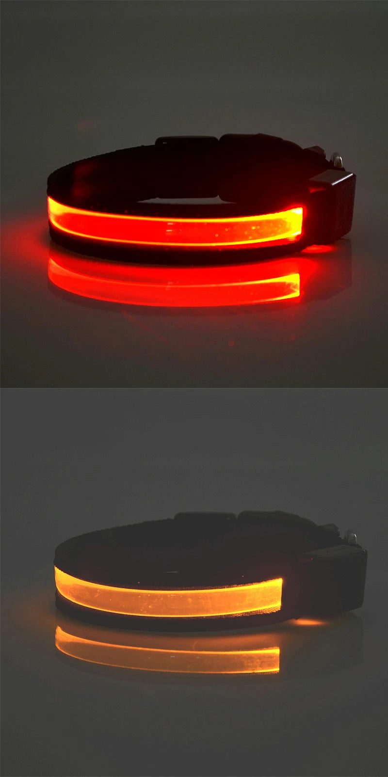 Engraved LED Dog Collar - Custom ID Tag with USB Light