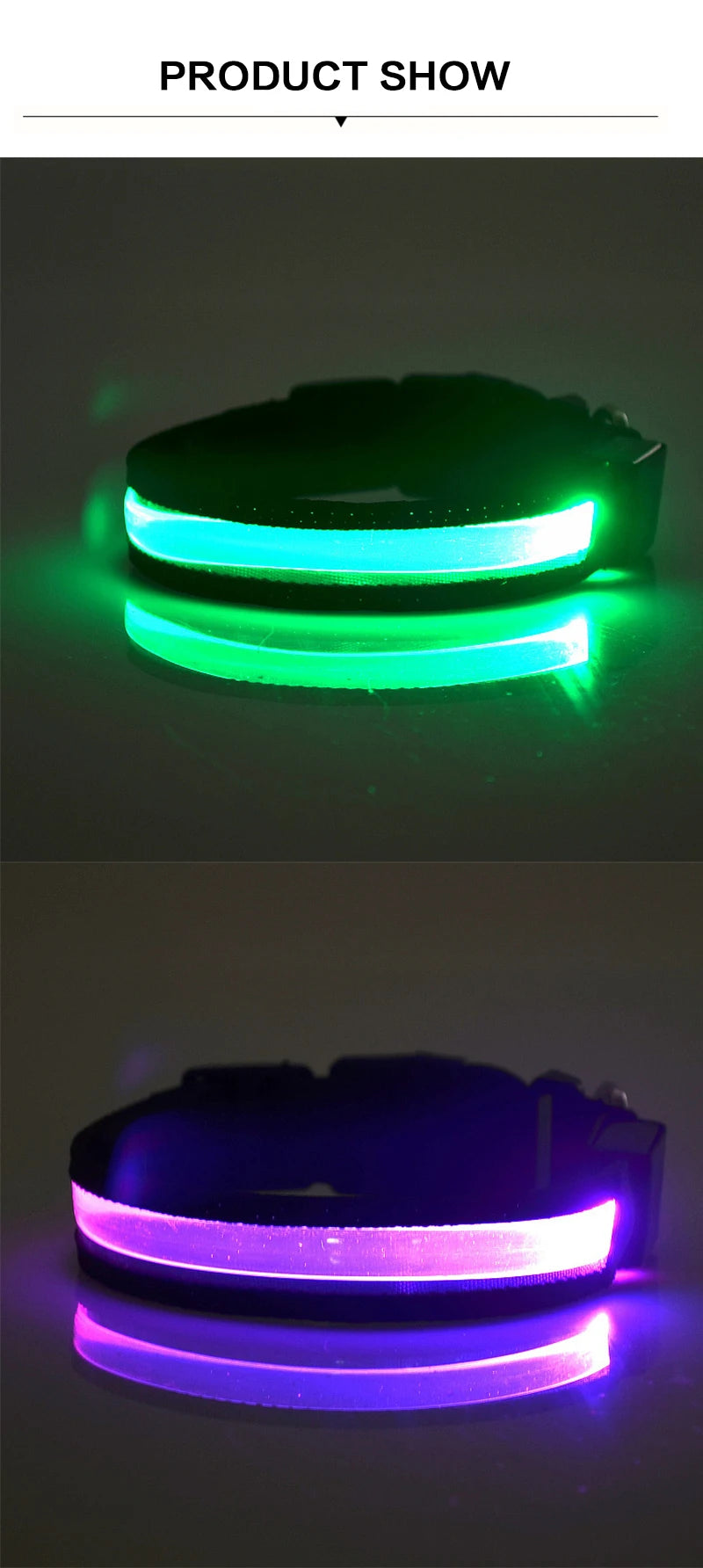 Engraved LED Dog Collar - Custom ID Tag with USB Light