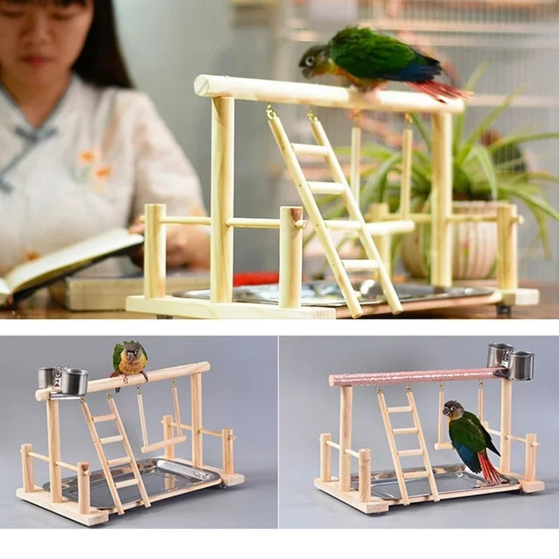 Bird Activity Centre - Perch Stand with Ladder & Hammock