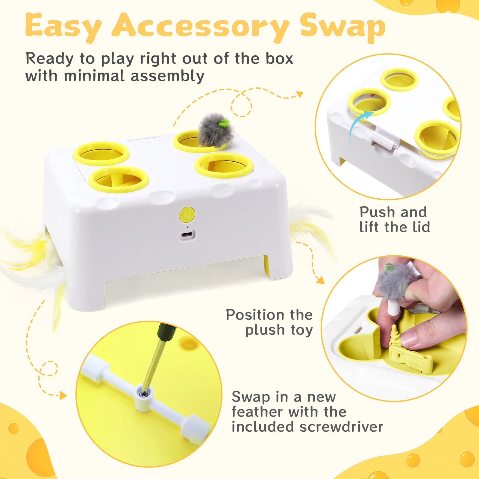 Interactive Cat Toy - 3-Mode Rechargeable Feather Toy