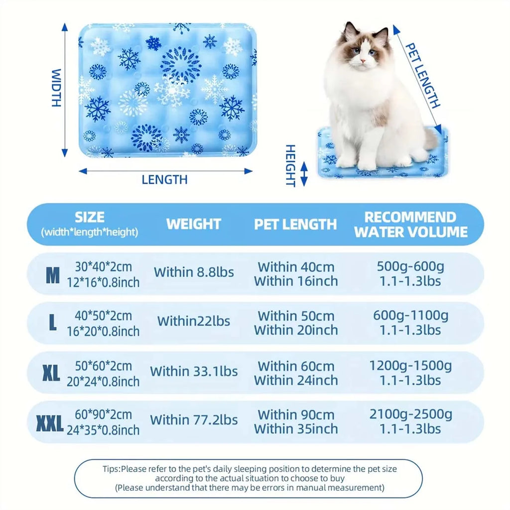 Pet Cooling Mat - Water Injection Ice Pad for Dogs & Cats