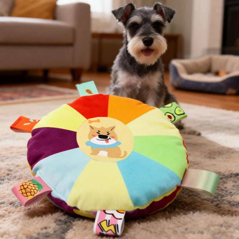 Dog Flying Disc Plush Toy - Squeaky with Bell