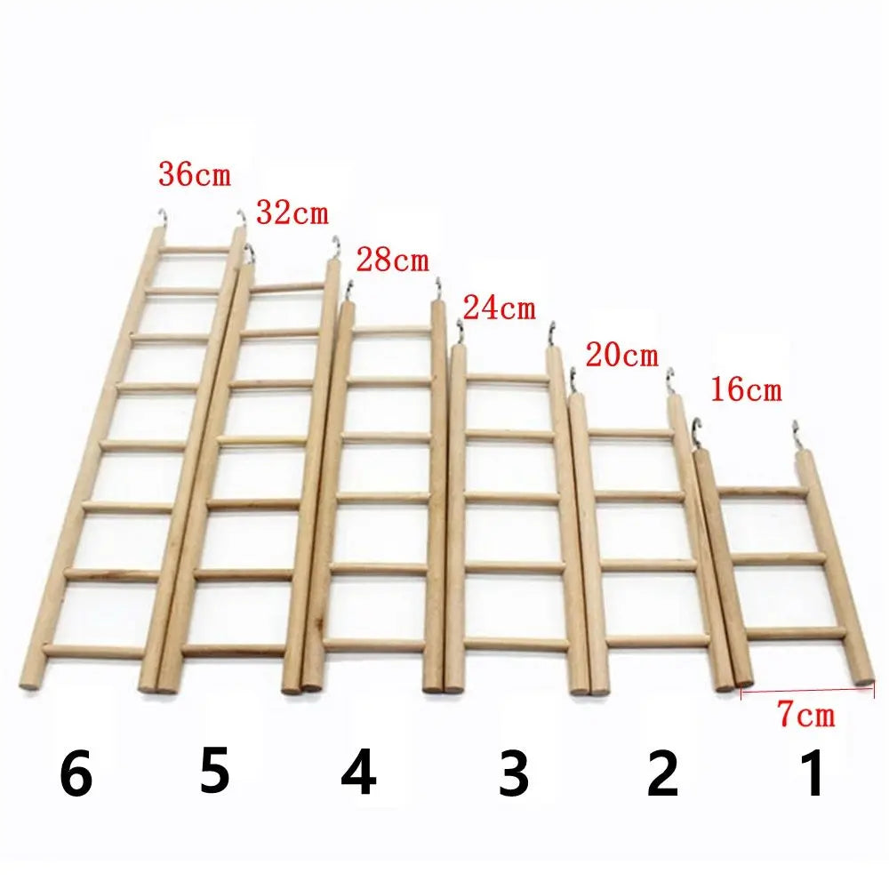 Bird & Hamster Climbing Ladder - Natural Wood Cage Toy