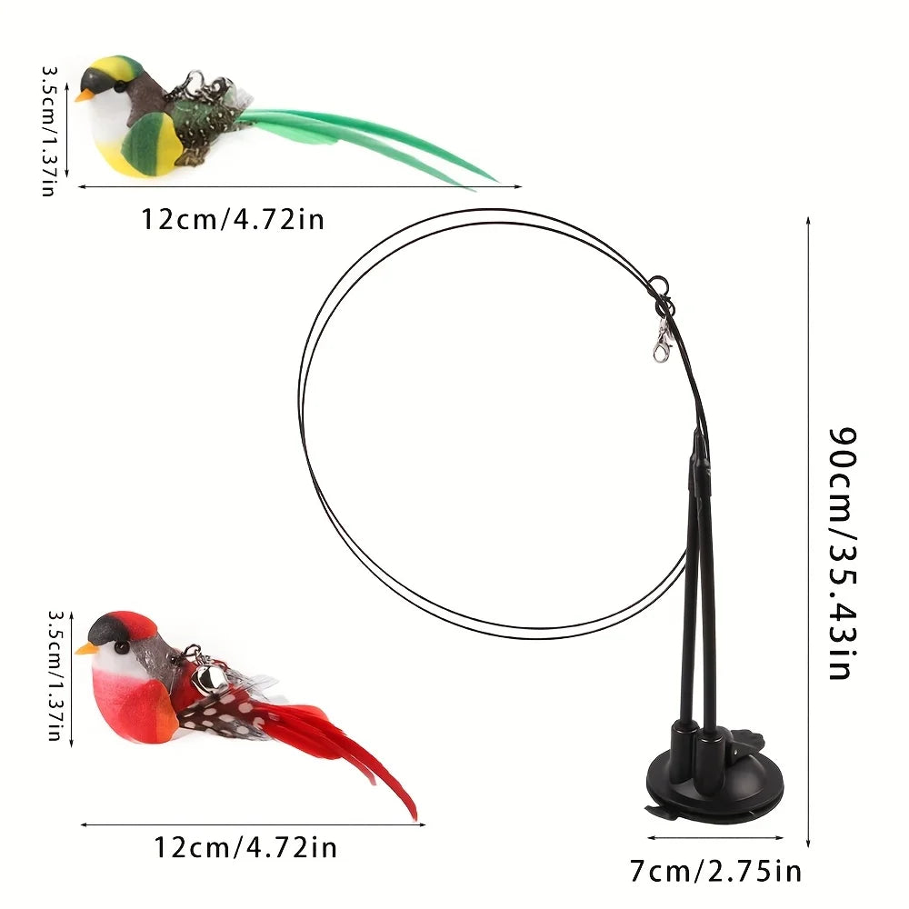 Cat Bird Teaser Wand - Simulation Bird Hands-Free Set