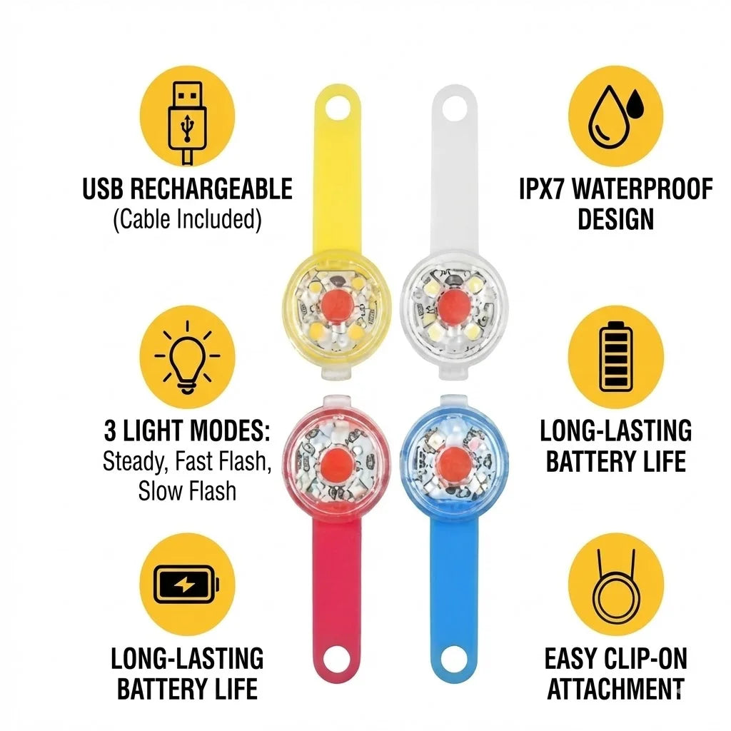 LED Dog Collar Light - USB Rechargeable Safety Pendant