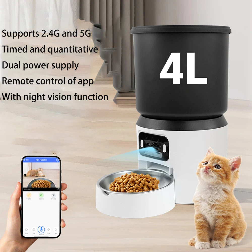 Smart Pet Feeder 4L with Camera - WiFi Auto Dispenser