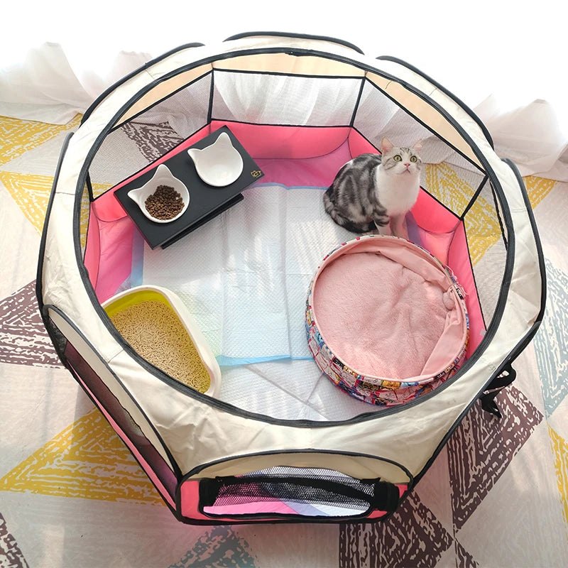 Pet Camping Tent - Foldable Octagonal Cage for Dogs & Cats