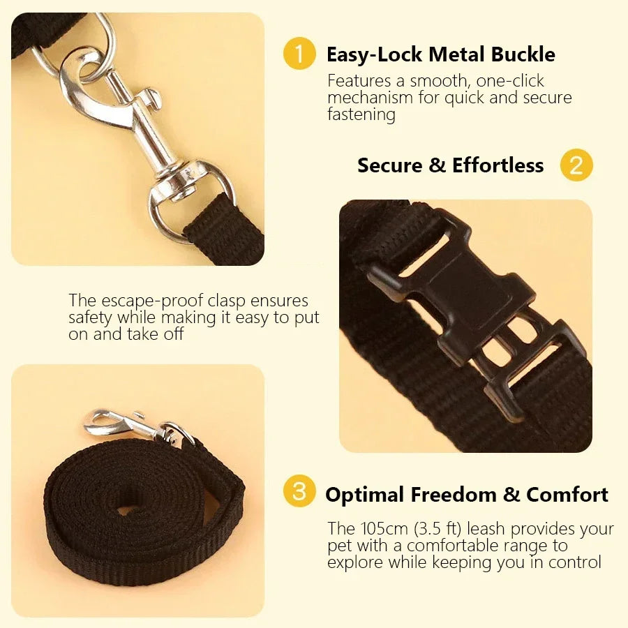 Cat Harness & Leash Set - Escape-Proof H-Style Vest