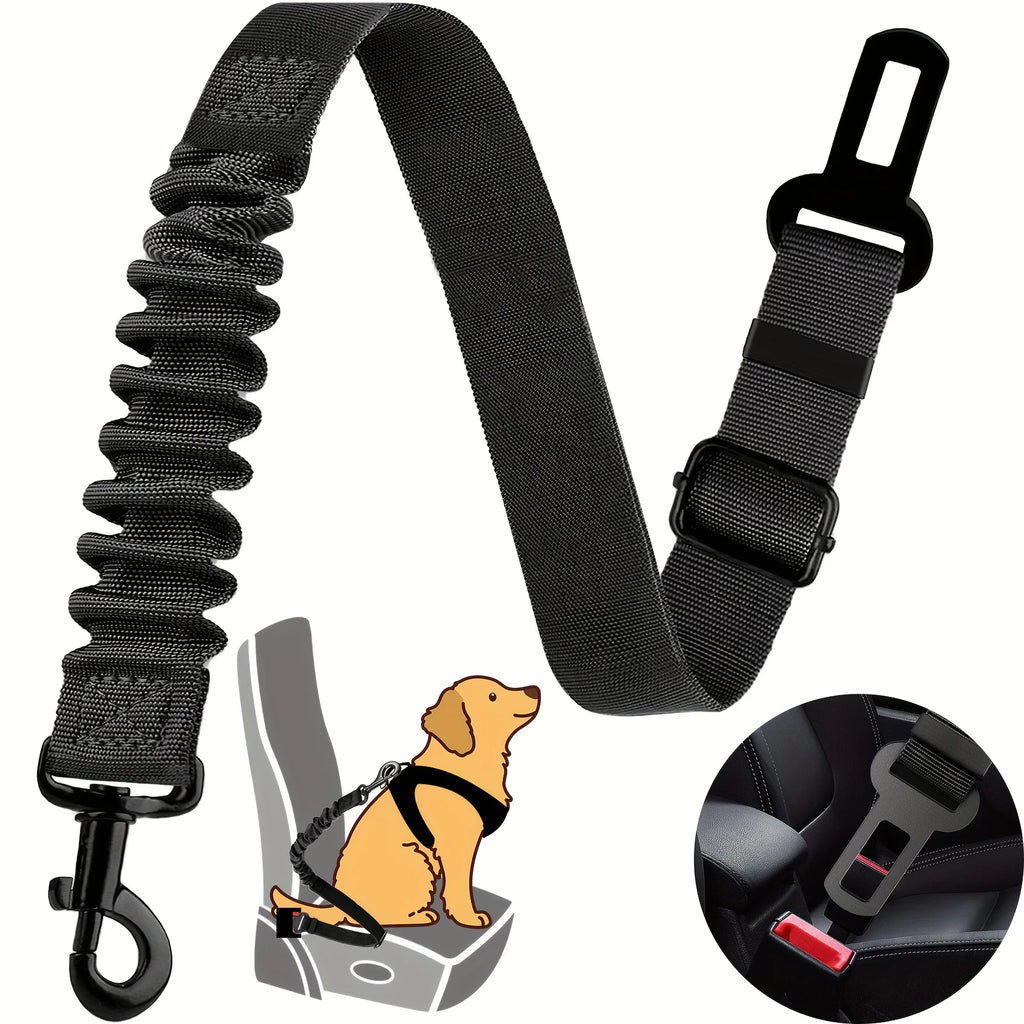 Adjustable Dog  Seat Belt Harness - Elastic Nylon Retractable Safety Restraint with Secure Clasps for All Dog Sizes, Dog Harness