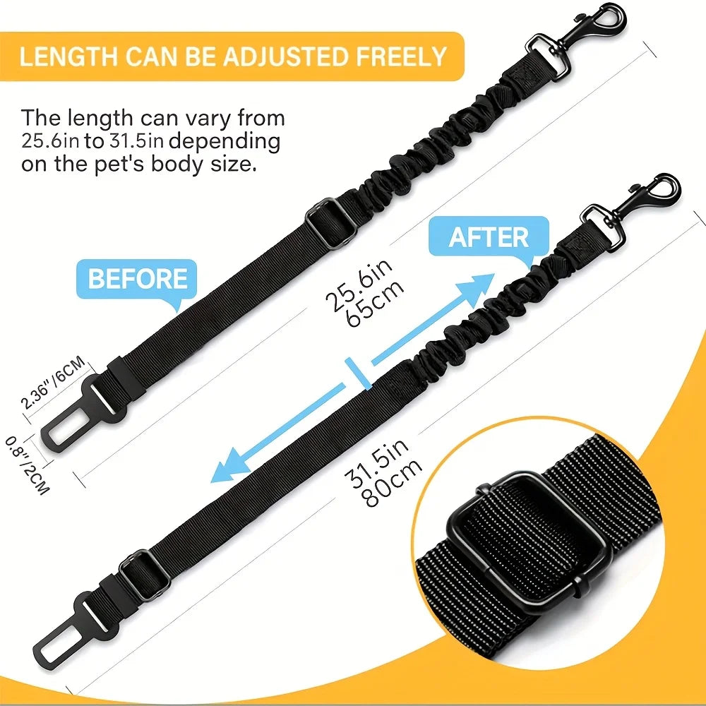 Adjustable Dog  Seat Belt Harness - Elastic Nylon Retractable Safety Restraint with Secure Clasps for All Dog Sizes, Dog Harness