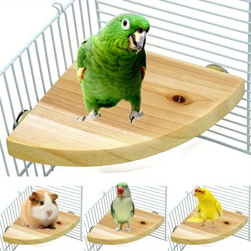 Bird & Hamster Platform Perch - Wooden Playground Stand
