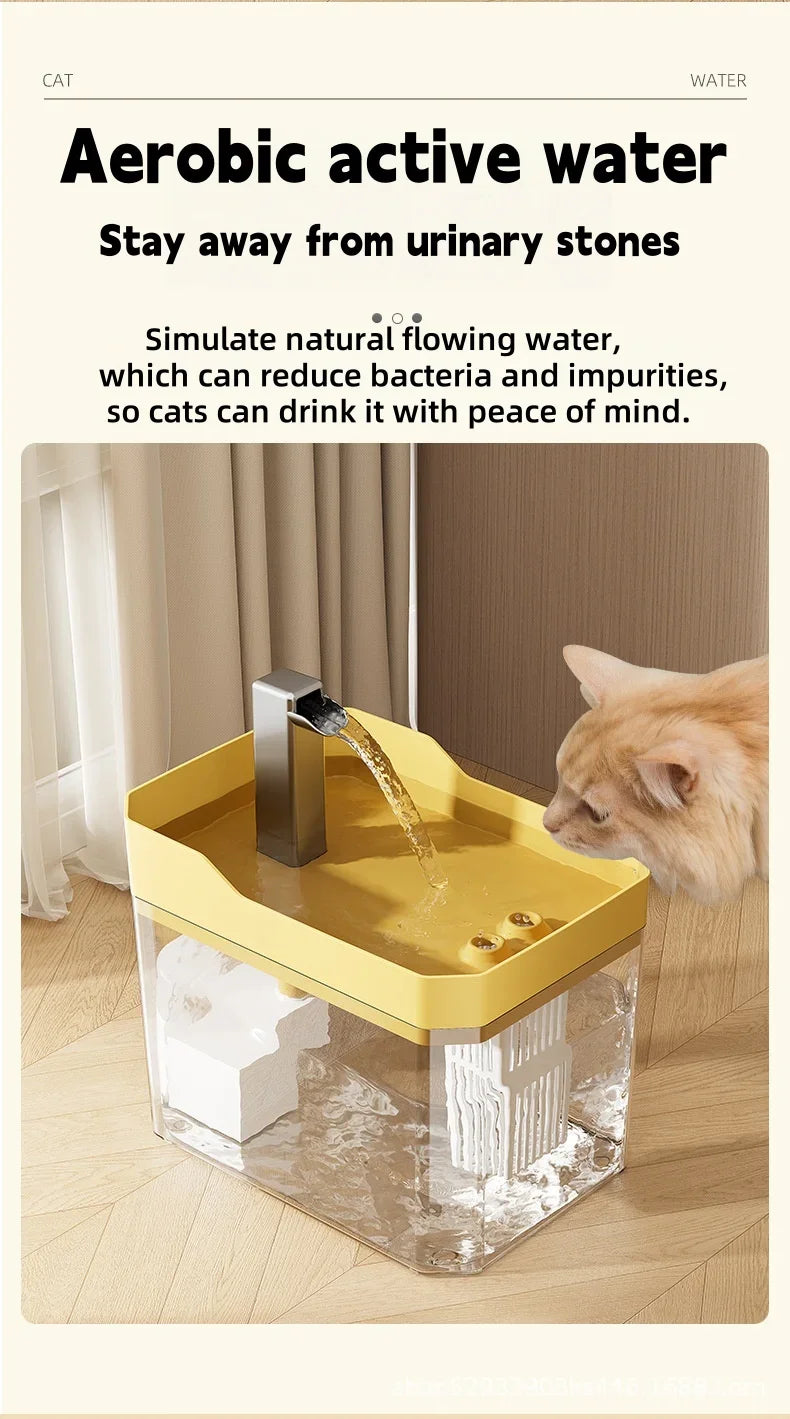 1.5L Cat Water Fountain Auto Filter Pet Water Dispenser USB Live Water Circulation Automatic Drinking Fountain for Cats and Pets