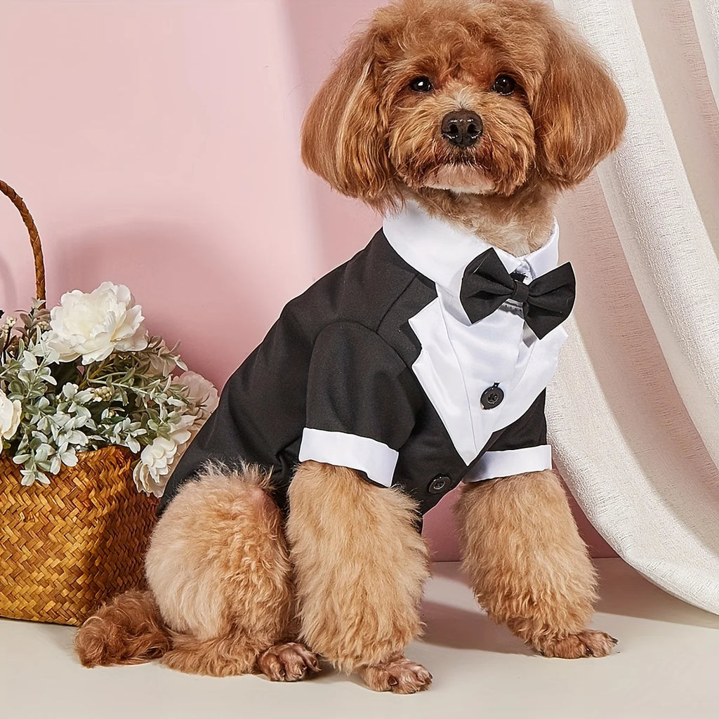 Dog Wedding Suit with Bow Tie - Formal Pet Costume