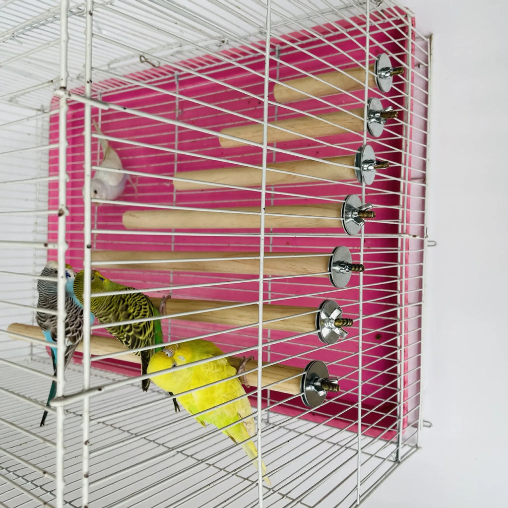 Parrot Standing Perch - Natural Wood Hanging Rack with Toys