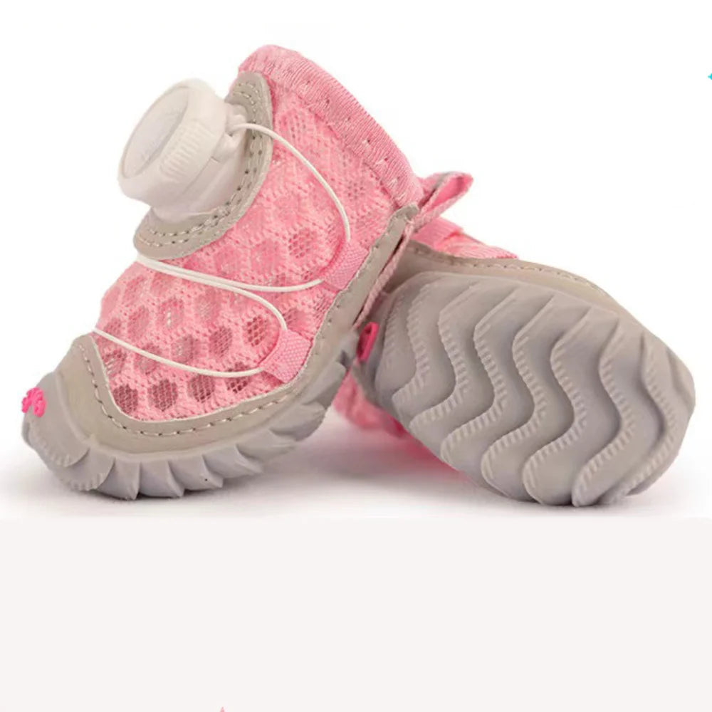 Dog Mesh Shoes 4-Pack - Breathable Anti-Slip with Reflective Straps