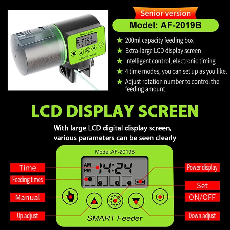 Smart Fish Feeder - Digital Timer with Electric Dispenser