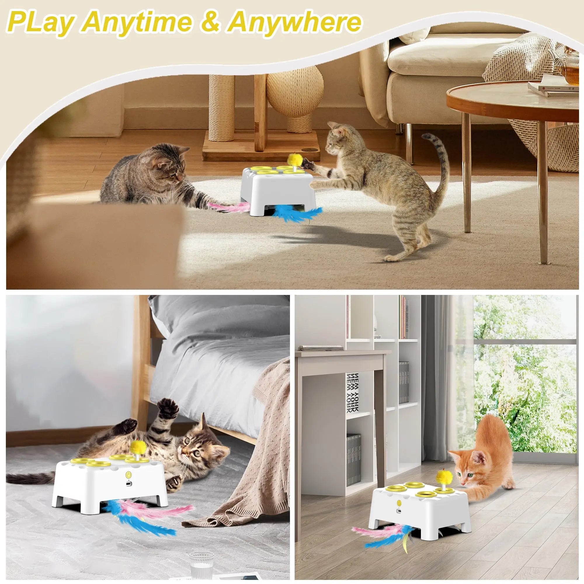 Cat Whack-A-Mole Toy - Automatic Pop-Up Rechargeable