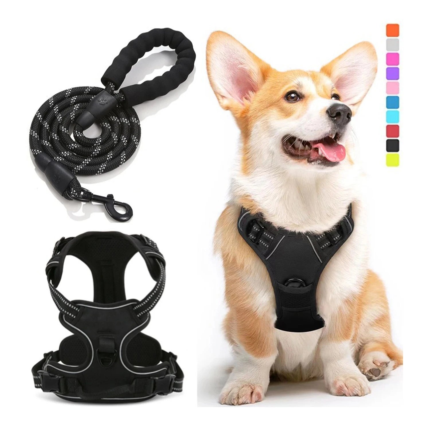 Dog Harness No Pull Pet Harness Adjustable Padded Dog Vest with Easy Control Handles for Large Dogs Adjustable Oxford Vest