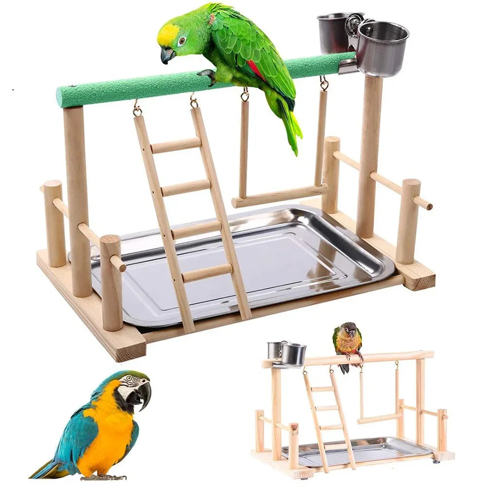 Bird Activity Centre - Perch Stand with Ladder & Hammock