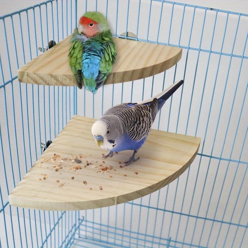 Bird & Hamster Platform Perch - Wooden Playground Stand