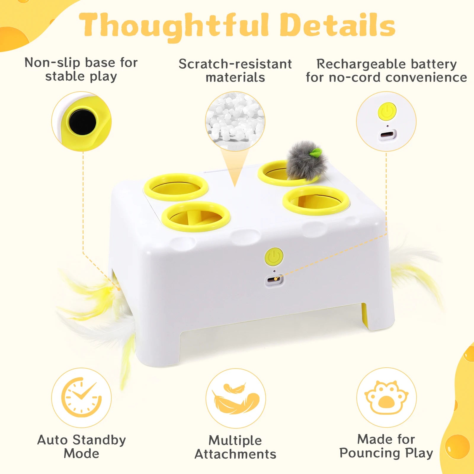 Interactive Cat Toy - 3-Mode Rechargeable Feather Toy