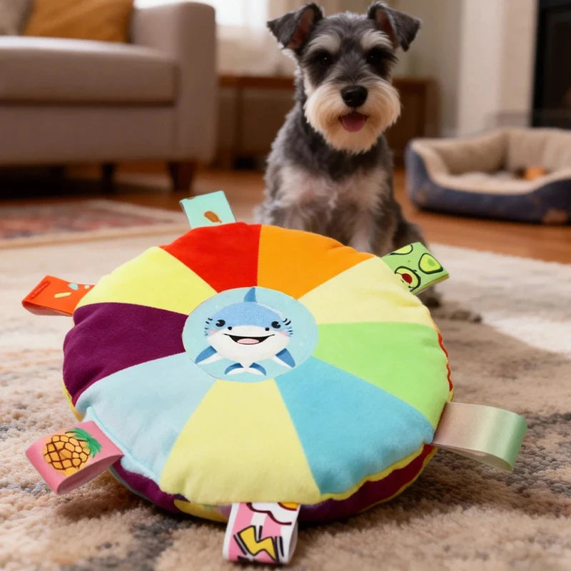 Dog Flying Disc Plush Toy - Squeaky with Bell