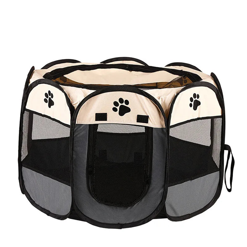 Foldable Pet Playpen - Octagonal Kennel for Cats & Dogs
