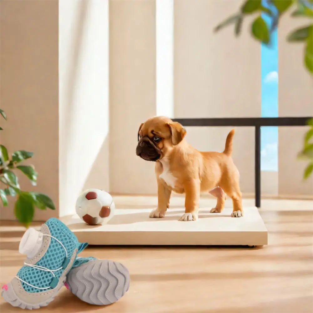 Dog Mesh Shoes 4-Pack - Breathable Anti-Slip with Reflective Straps