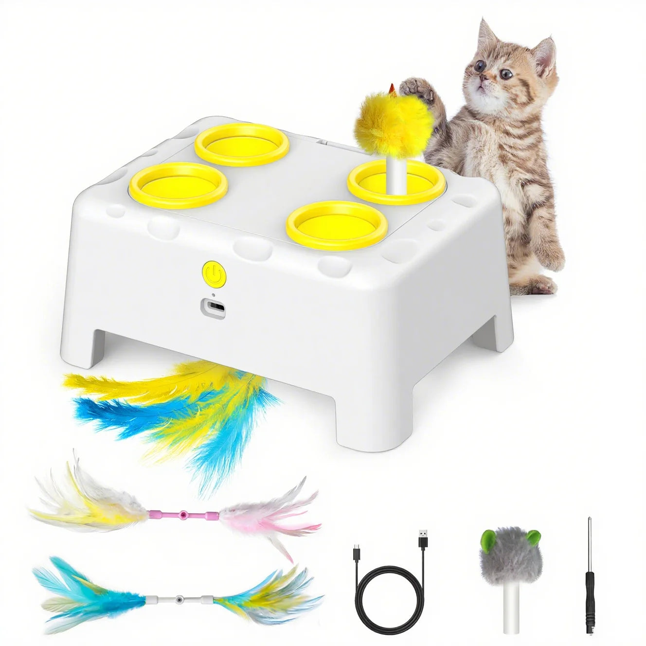 Cat Whack-A-Mole Toy - Automatic Pop-Up Rechargeable