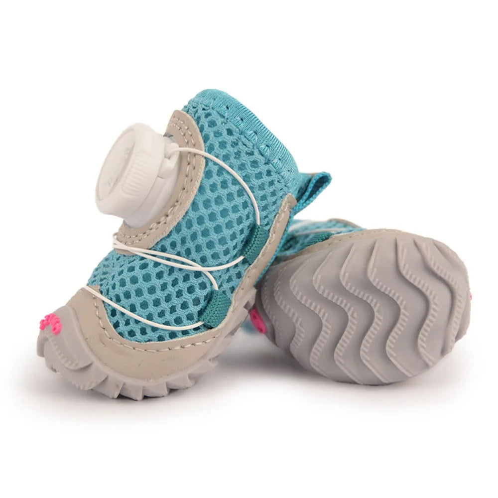Dog Mesh Shoes 4-Pack - Breathable Anti-Slip with Reflective Straps