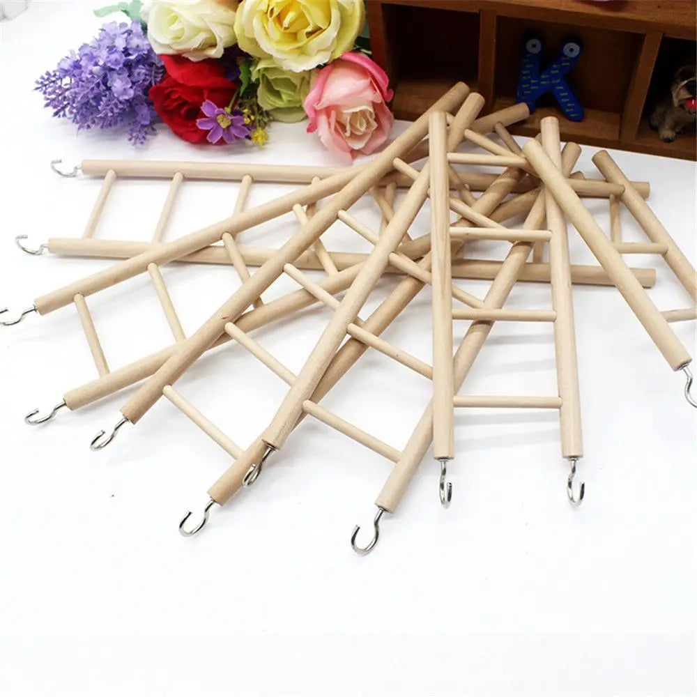 Bird & Hamster Climbing Ladder - Natural Wood Cage Toy