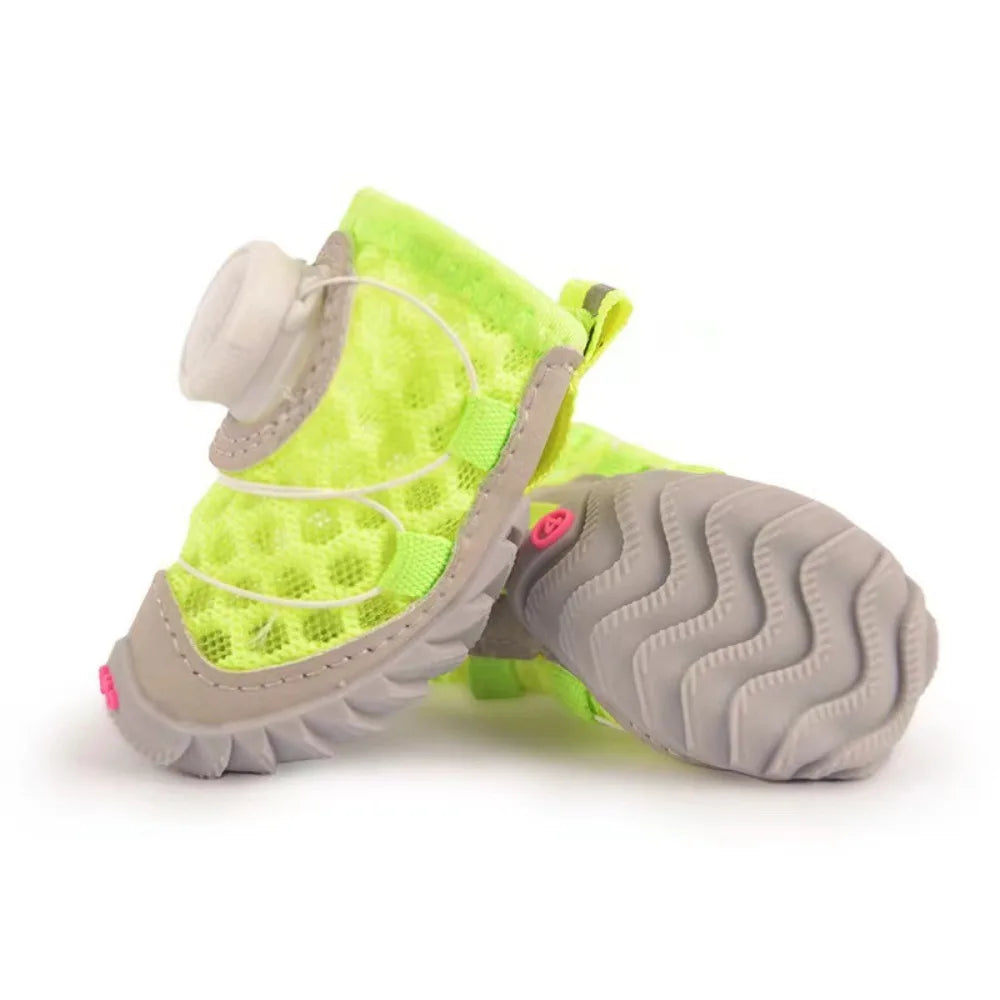Dog Mesh Shoes 4-Pack - Breathable Anti-Slip with Reflective Straps