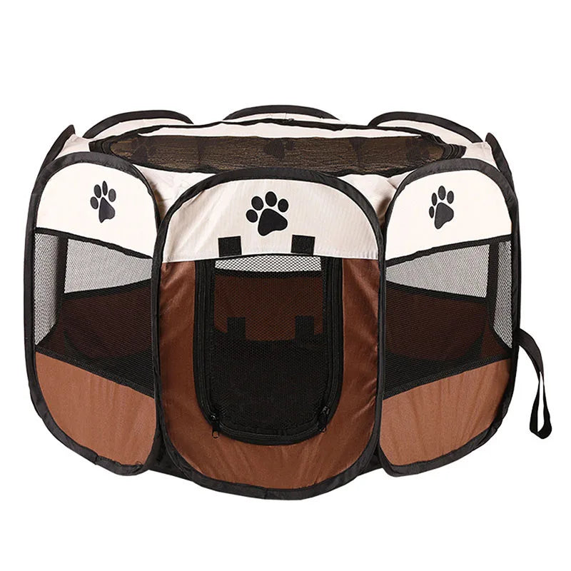 Foldable Pet Playpen - Octagonal Kennel for Cats & Dogs