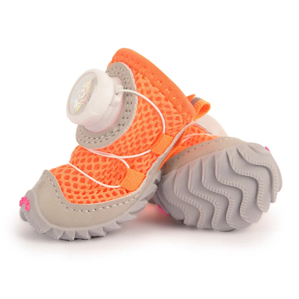 Dog Mesh Shoes 4-Pack - Breathable Anti-Slip with Reflective Straps