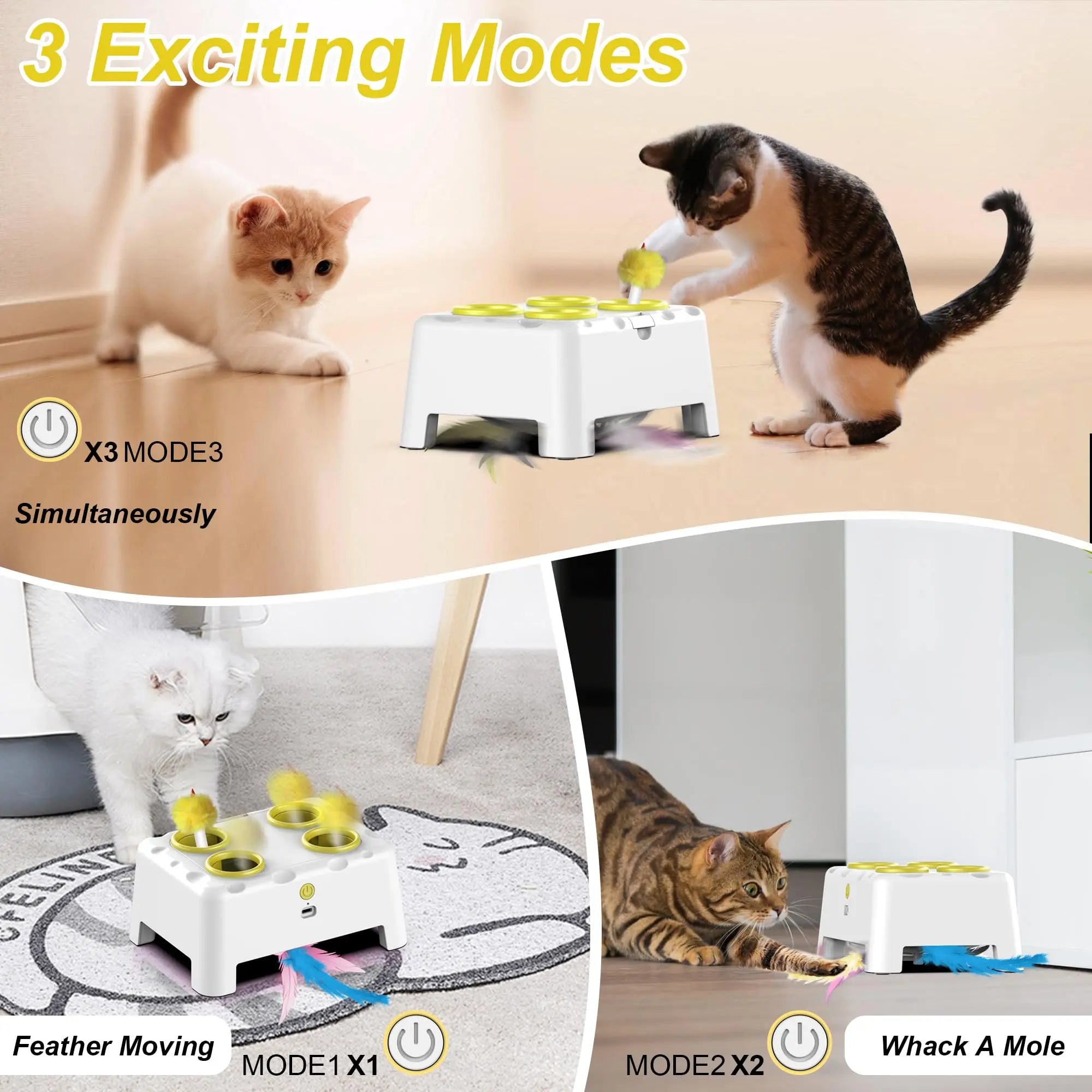 Cat Whack-A-Mole Toy - Automatic Pop-Up Rechargeable