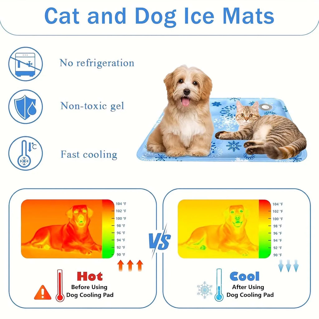Pet Cooling Mat - Water Injection Ice Pad for Dogs & Cats