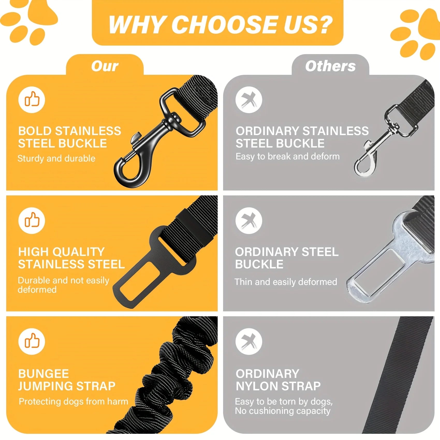 Adjustable Dog  Seat Belt Harness - Elastic Nylon Retractable Safety Restraint with Secure Clasps for All Dog Sizes, Dog Harness