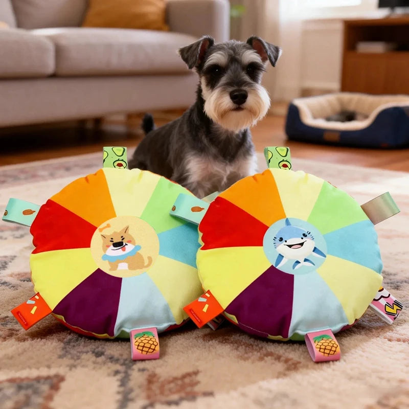Dog Flying Disc Plush Toy - Squeaky with Bell