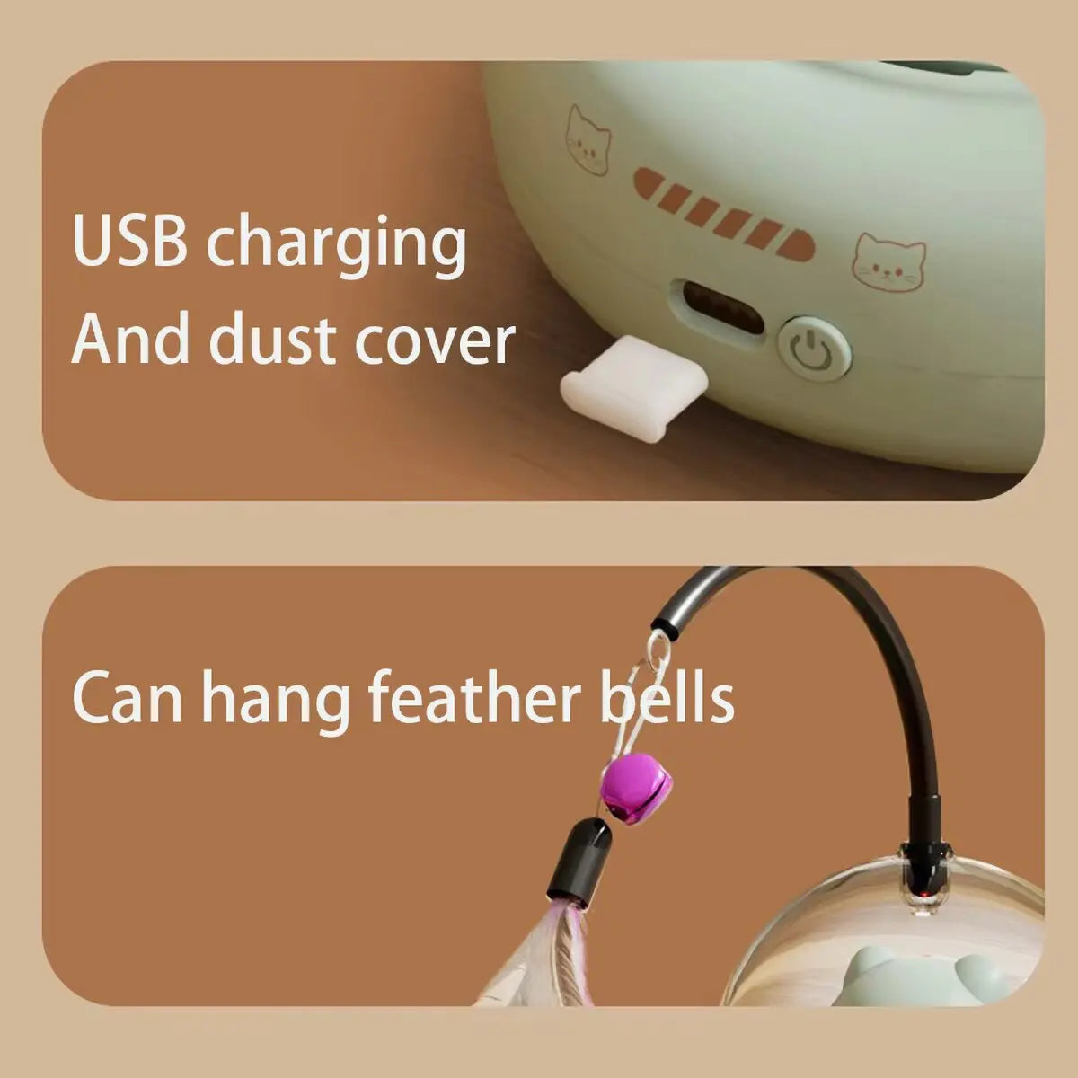 Interactive Cat Toy - Feather & Laser with Obstacle Avoidance