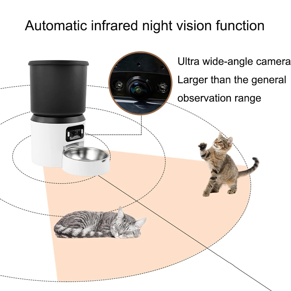 Smart Pet Feeder 4L with Camera - WiFi Auto Dispenser