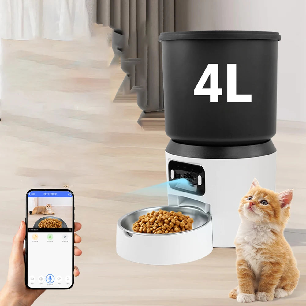 Smart Pet Feeder 4L with Camera - WiFi Auto Dispenser