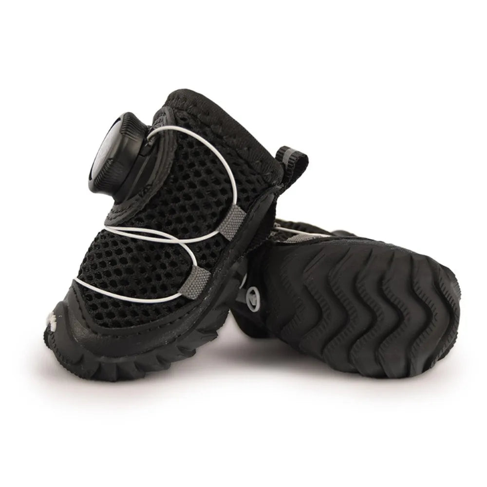 Dog Mesh Shoes 4-Pack - Breathable Anti-Slip with Reflective Straps