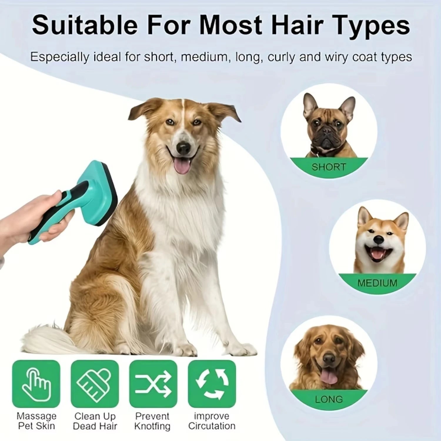 Dog & Cat Brush, Dog Brush for Shedding, Cat & Dog Grooming, Self Cleaning Slicker Brush for Pets, Pet Brush