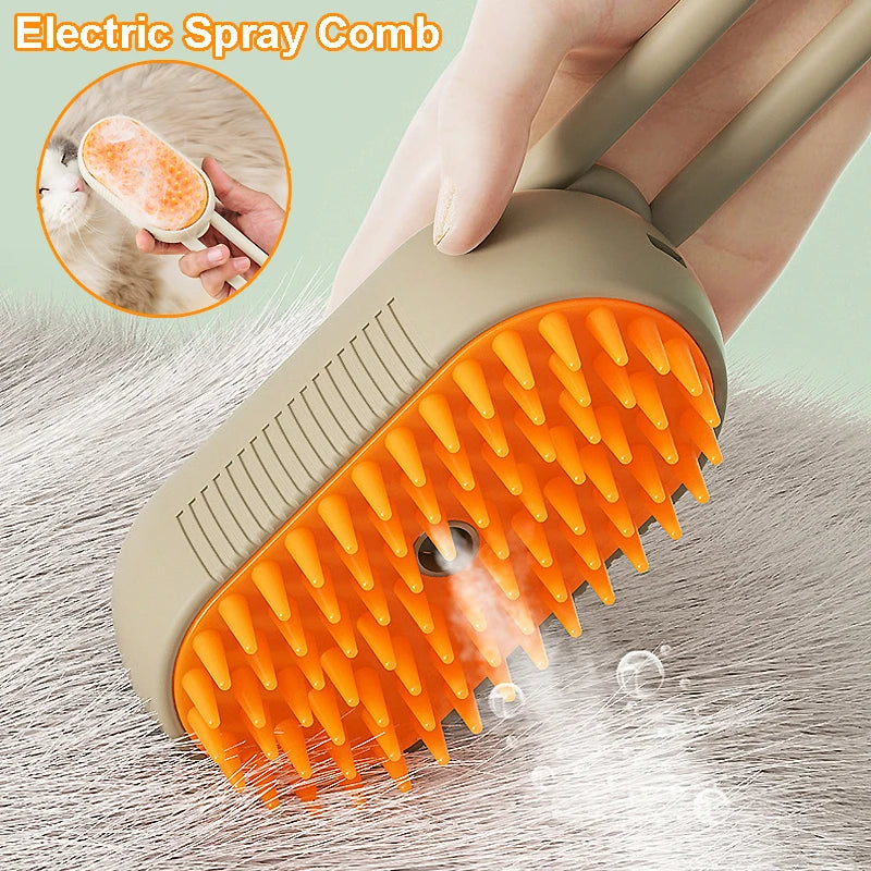 Pet Steam Grooming Brush - 3-in-1 Spray Massage Deshedder